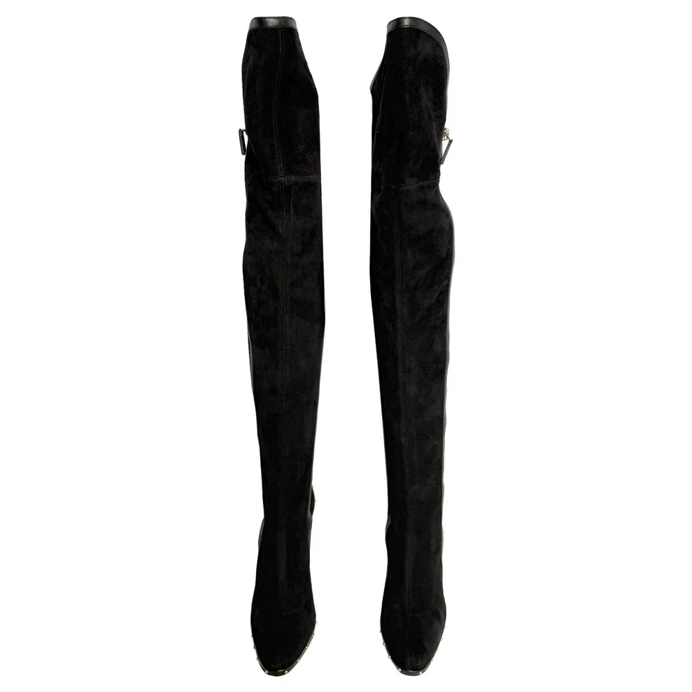 Gucci Tom Ford Black Suede Over The Knee Boots 36 Fall 2003 Runway